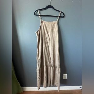 Patagonia Linen Cream Tan Pockets Extra Large Women's Garden Island Tiered Dress